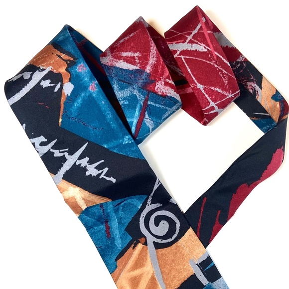 J Garcia Vintage Abstract Bold Geometric 90s Italian Tie - Picture 1 of 2